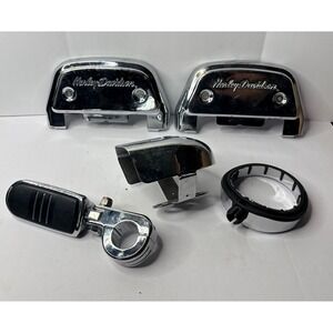 Harley-Davidson Chrome Accessory Lot Script Logo Plates Highway Peg Visor Trim